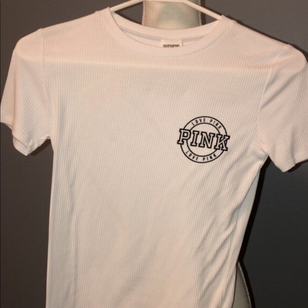 Pink white short sleeve shirt